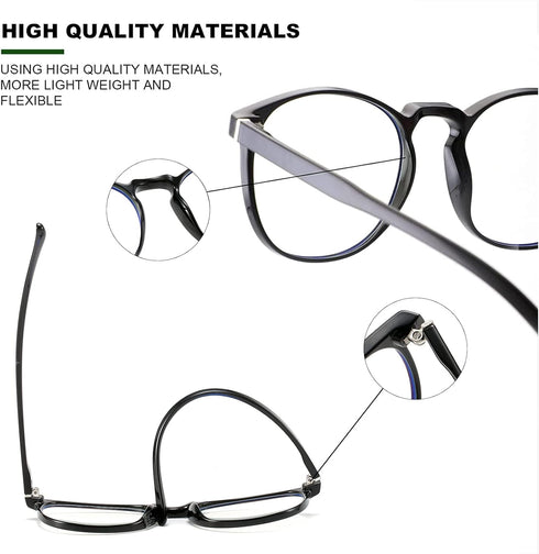 Przene 3 Pack Blue Light Blocking Glasses Women/Men,Retro Round Computer Glasses Anti Eye Strain/UV/Glare, Gaming Glasses. (Black/Crystal/Amber).....