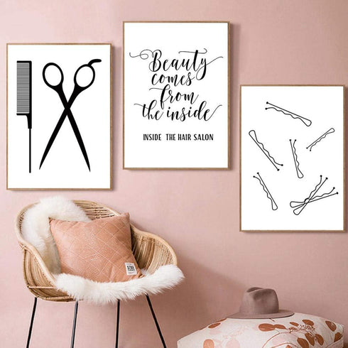 Hair Salon Wall Art Beauty Salon Pictures Wall Decor Fashion Canvas Art Beauty Shop Wall Art Modern Prints Vanity Wall Painting for Beauty Room Po...