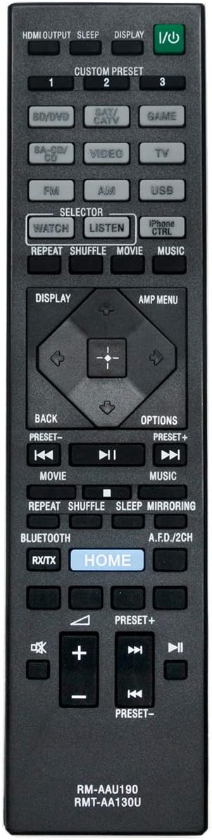 RMT-AA130U RM-AAU190 Replace Remote Control Applicable for Sony STR-DN1060 STR-DN860 STR-DH550 STR-DH750 STRDN1060 STRDH550 STRDH750 Home Theatre ...