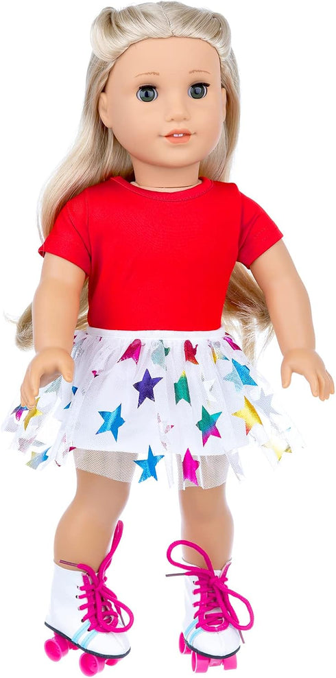 18 Inch Doll Accessories, Girl Doll Accessories, 7PC Travel Skating Sport Play Set, 18 inch Girl Doll Outdoor Sport Accessories (Not Include Doll)...