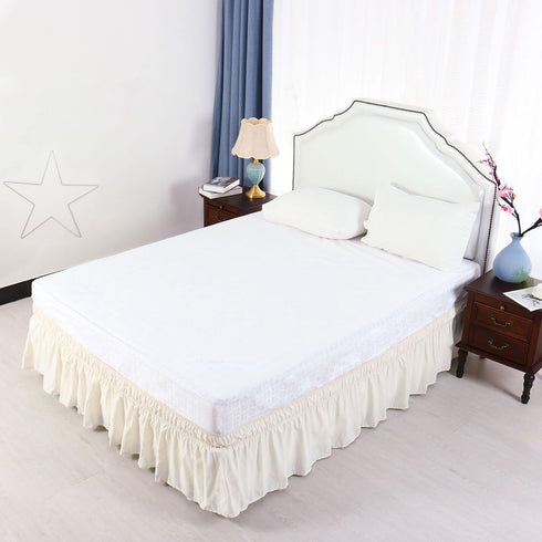 PiccoCasa Brushed Polyester Bed Skirt Wrap Around Three Fabric Sides Elastic Dust Ruffle, Easy Fit Wrinkle - with 15 Inch Drop Beige Full...