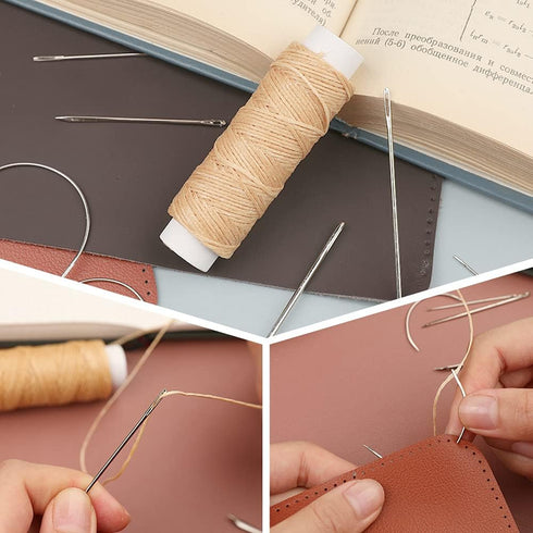 Ftyiwu Waxed Thread, Upholstery Needle and Thread 32 Yards with 7PCS Hand Sewing Needles for Home Upholstery Carpet Canvas Repair Leather Sewing (...