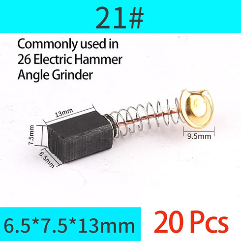 20 Pcs Motor Carbon Brush 6.5x7.5x13mm Angle Grinder/Electric Hammer Cutting Machine/Polisher/Hand Drill Carbon Brushes For Replacement Generic El...