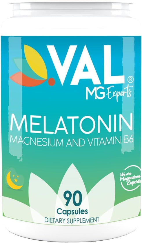 VAL Mg Experts Melatonin 3mg with B6 & Magnesium - 90-Day Supply for Optimal Sleep Support, Healthy circadian Rhythms, Cellular Defense - Antioxid...