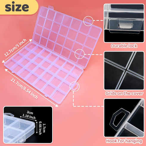 IOOLEEM 28 Grids Plastic Bead Organizer Box, Organizer Container Storage Box, Dividers for bead arts and crafts....