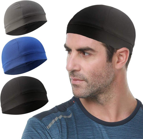 3 Pack Cooling Skull Cap Helmet Liner Sweat Wicking Cycling Running Hat for Men Women...