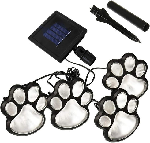 LED Paw Print Solar Lights, Set of 4 Dog,Cat,Puppy Animal Garden Lights Paw Lamp for Pathway,Lawn,Yard,Outdoor Decorations-Solar Paw(White)...