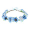June Bloomy Rose Flower Leave Crown Bridal Halo Headband with Adjustable Ribbon (A Blue)...