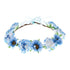 June Bloomy Rose Flower Leave Crown Bridal Halo Headband with Adjustable Ribbon (A Blue)...