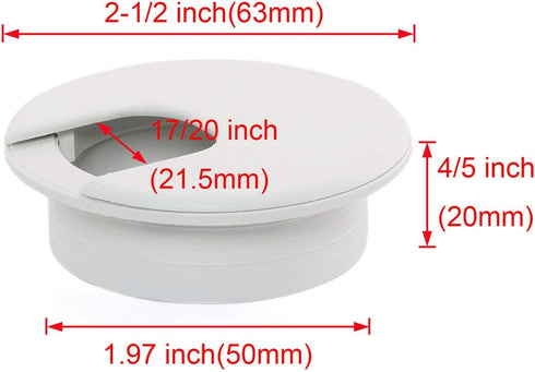 2pcs 2 Inch Desk Wire Cord Cable Grommets Hole Cover for Office PC Desk Cable Cord Organizer Plastic Cover (White-2Pcs)...