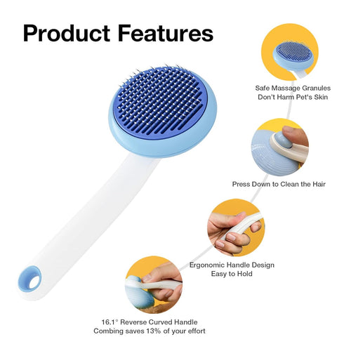 Cat Brush for Shedding, Pet Grooming Self Cleaning Slicker Brush for Cats & Dogs, Cat Deshedding Brush Easily Removes Tangles Hair and Loose Under...