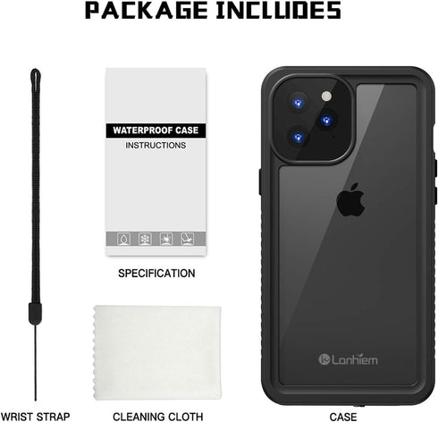 Lanhiem for iPhone 12 Pro Max Case, IP68 Waterproof Dustproof Shockproof Case with Built-in Screen Protector, Full Body Underwater Protective Clea...