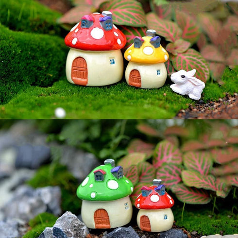MAOMIA Resin Miniature Fairy Garden Mushroom House 4 Pcs Micro Landscape Garden Outdoor Decor Home Decoration Plant Flower Pots Ornaments...