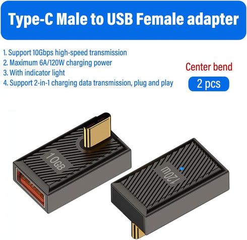 2 Pack Type C Male to USB 3.0 A Female Charger Converter ?10Gbps USB 3.1 Type C to USB A OTG 120W Fast Charging Compatible for Laptop, Mobile Phon...