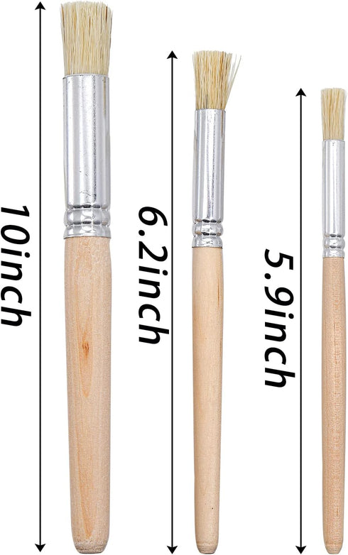 SOUJOY 30 Pieces Wooden Stencil Brushes, Natural Bristle Brushes, Wooden Handle Painting Brushes for for Wood Wall Model House Painting, DIY and A...
