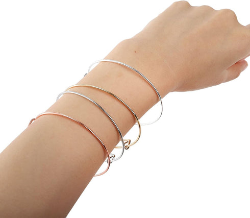 Tosnail 120 Pack Expandable Blank Bangle Bracelet, Adjustable Wire Bangle for DIY Jewelry Making - White K...