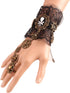 Women Gothic Pirate Skull Steampunk Gear Bracelet Jewelry Accessory Wristband with Finger Ring...