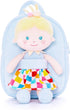 Toddler Kids Backpack with Soft Baby Dolls in Plaid Dress 9.5"...