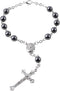 Luomu Hematite Beads Auto Rosary, Car Rosary One Decade Catholic Rosary with Clasp, with Terra Jerusalem Medal Centerpiece and Crucifix Medal Hang...