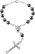 Luomu Hematite Beads Auto Rosary, Car Rosary One Decade Catholic Rosary with Clasp, with Terra Jerusalem Medal Centerpiece and Crucifix Medal Hang...