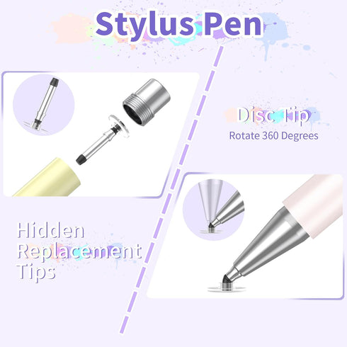 Stylus Pen for Touchscreen, High Accuracy Disk Stylus Pen for iPad with 3 Replaceable Tips Compatible with Tablet/iPad/Android/iPhone and All Touc...