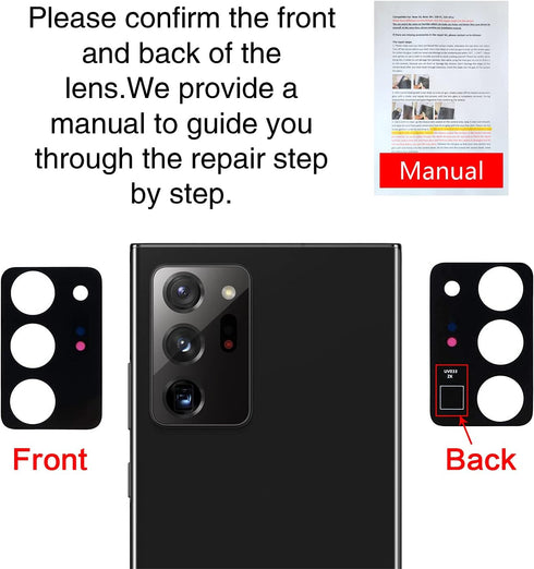 2PCS Galaxy Note 20 Ultra Back Rear Camera Lens Glass Replacement Back Lens Glass for Samsung Galaxy Note 20 Ultra 6.9 inches All Carriers with Fr...
