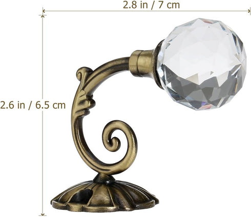 Curtain Tieback Hooks Drapery Holdbacks Crystal Ball Curtain Hookback Wall Mount Metal Curtain Holdback (Bronze 2pcs)...