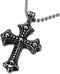 COOLSTEELANDBEYOND Gothic Vintage Cross Pendant Necklace Stainless Steel Unisex Silver Black Two-tone 23.6 in Ball Chain...