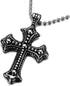 COOLSTEELANDBEYOND Gothic Vintage Cross Pendant Necklace Stainless Steel Unisex Silver Black Two-tone 23.6 in Ball Chain...
