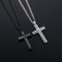 Inspirational Bible Verse Cross Necklace for Men Boys, Stainless Steel Plain Black Silver Cross Pendant Necklace for Men 20-24 Inches Curb Chain F...