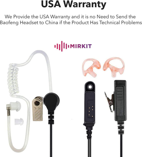 MIRKIT Earpiece Headset, Covert Acoustic Tube Radio Earpiece with Mic for Two Way Radios with Reinforced Cable, Compatible with: Baofeng UV-9R Plu...