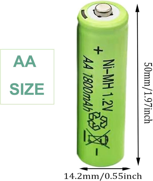 12 Count Ni-MH AA 1800mAh Rechargeable Batteries 1.2V Double A Batteries Precharged for Garden Landscaping Outdoor Solar Lights, String Lights, Pa...