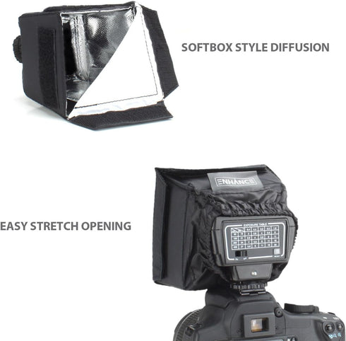 ENHANCE Camera Light Diffuser Softbox for Pop Up and External Speedlites with Foldable, Universal Design, Compatible with Neewer, Altura, Youngnuo...