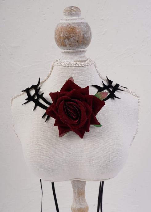 Gothic Red Rose Black Choker Necklace Retro Floral Flower Vampire Collar Necklace for Halloween Cosplay Party Prom, Black and Red, 6.5 grams, 1.0 ...