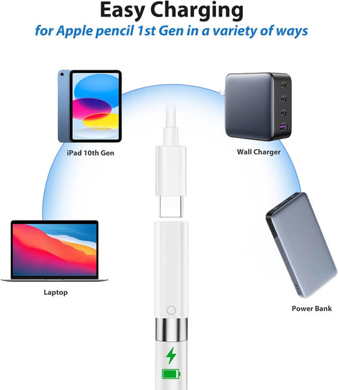 Pencil Charger Adapter for Apple Pencil 1st Generation, USB C to for Lightning Adaptor Charging Dongle Connector Accessories Bluetooth Pairing Onl...