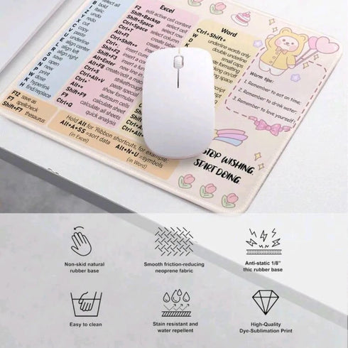 Shortcut Keys Pattern Thickened Waterproof Mouse Pad Quick Key Super Large Anti-Slip Keyboard Pad - with Office Software Shortcuts Pattern, excel ...