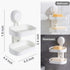 Double Layer Soap Dished Holder Suction Cup, Soap Bar Holder with Drainage Design for Soap Saver, Wall Mounted Soap Tray for Bathroom Shower, Reus...
