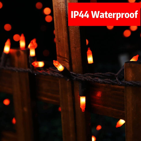 Super-Bright Extendable Orange Halloween Decoration100 Lights 19.6ft UL Certified Mini Bulb String Lights Set for Outdoor Halloween Home Christmas...