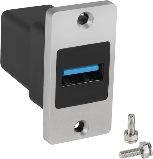 QIANRENON 5Gbps USB3.0 Rectangular Metal Panel Adapter USB3.0 Female to Female Panel Mount Connector USB 3.0 Mounting Socket Data Module 5V/0.5A C...