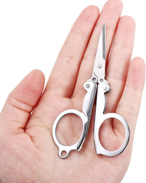 2Pcs Foldable Mini Metal Scissors Stainless Steel Folding Scissors Portable Travel Scissors Crafting Safety Sewing Scissor For Home Office...