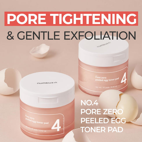 numbuzin No.4 Pore Zero Peeled Egg Toner Pad | Gentle Exfoliator, PHA, LHA, Makeup Skin Prep, Panthenol, Korean Skin Care for Face | 70 pads/6.42 ...