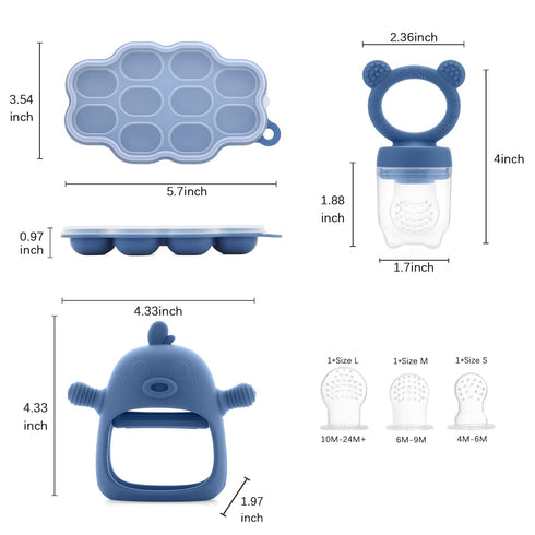 Baby Fruit Feeder & Breastmilk Popsicle Molds – (3-Pack) Teething Relief Set with Mesh & Silicone Pacifiers, Freezer Tray, Food Feeder for 0–12 Mo...