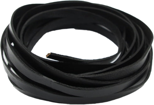 Glory Qin 5 Yards 10mmx2mm Genuine Cow Hide Flat Leather Strip, 10mm Wide Real Leather Craft for Jewelry Making LeatherRush (Black)...