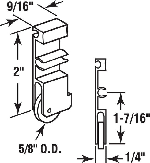 Prime-Line G 3124 International Series, Sliding Window Roller Assembly, Flat Steel Ball (2 Pack)...