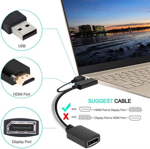 Hd to dp Cable Converter Adapter HDMI to DisplayPort Adapter with USB Power 4k for PC Laptop HDMI Male to DP Female Adapter Compliant with Xbox On...