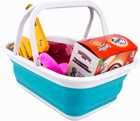 SAMMART SAMMART 9.2L (2.37Gallon) Collapsible Tub with Handle - Portable Outdoor Picnic Basket/Crater - Foldable Shopping Bag - Space Saving Stora...