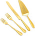 ROXBURGH Wedding Cake Knife and Server Set, Engraved Mr and Mrs Gold Forks Cake Cutting Set Pie Dessert Servers for Wedding Anniversary Bridal Sho...