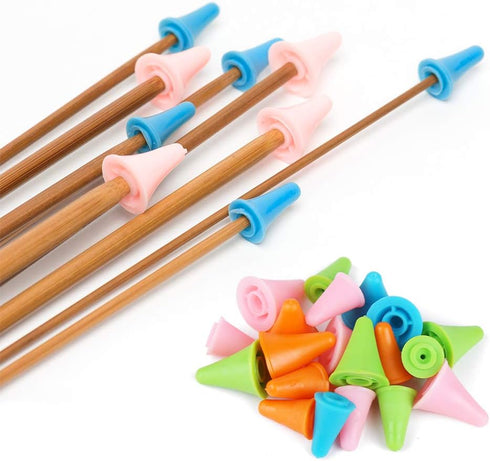 20 PCS Knitting Needles Point Protectors/Stoppers with Plastic Box, Include 10 Small & 10 Large, Knit Needle Tip Covers for Beginners Knitting Cra...