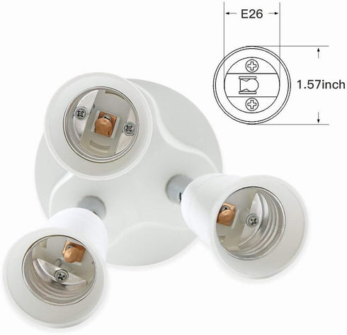 3 in 1 Light Socket Adapter, E26 E27 3 in 1 Light Splitter Bulbs Fixture Converter...