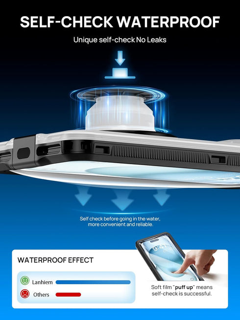 Lanhiem Snorkeling Underwater Phone Case for Diving, IP68 Professional Universal Waterproof Outdoor Video Photo Cellphone Case with Lanyard for iP...